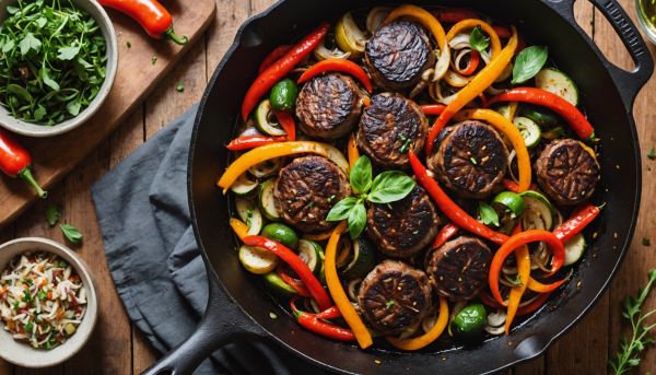 Poêlées de légumes croquants et viandes rôties dorées